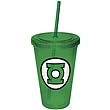 Green Lantern Green Plastic Cup with Straw